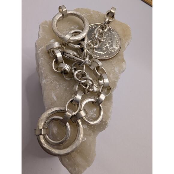 Brighton Silver Tone Ring Link Necklace 20 Inch Chain Heart Clasp - Picture 6 of 7